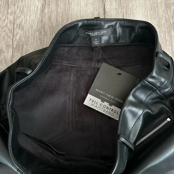 NWT Marc New York Fleece Lined High Waisted Faux Leather Pants Black Size M - Picture 6 of 10